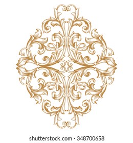 Premium Gold vintage baroque frame scroll ornament engraving border floral retro pattern antique style acanthus foliage swirl decorative design element filigree calligraphy