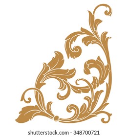Premium Gold vintage baroque frame scroll ornament engraving border floral retro pattern antique style acanthus foliage swirl decorative design element filigree calligraphy