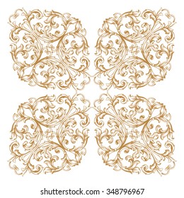 Premium Gold vintage baroque frame scroll ornament engraving border floral retro pattern antique style acanthus foliage swirl decorative design element filigree calligraphy