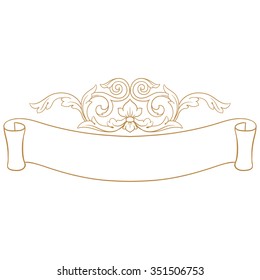 Premium Gold vintage baroque frame scroll ornament engraving border floral retro pattern antique style acanthus foliage swirl decorative design element filigree calligraphy