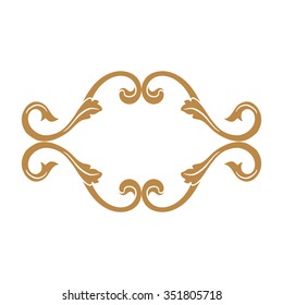 Premium Gold vintage baroque frame scroll ornament engraving border floral retro pattern antique style acanthus foliage swirl decorative design element filigree calligraphy