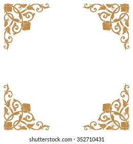 Premium Gold vintage baroque frame scroll ornament engraving border floral retro pattern antique style acanthus foliage swirl decorative design element filigree calligraphy