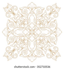 Premium Gold vintage baroque frame scroll ornament engraving border floral retro pattern antique style acanthus foliage swirl decorative design element filigree calligraphy
