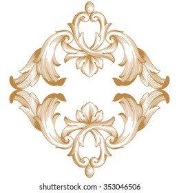 Premium Gold vintage baroque frame scroll ornament engraving border floral retro pattern antique style acanthus foliage swirl decorative design element filigree calligraphy