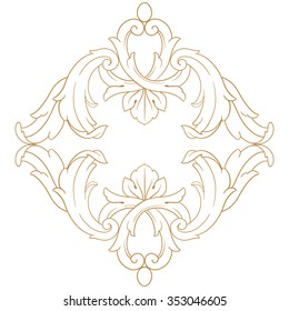 Premium Gold vintage baroque frame scroll ornament engraving border floral retro pattern antique style acanthus foliage swirl decorative design element filigree calligraphy