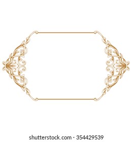 Premium Gold vintage baroque frame scroll ornament engraving border floral retro pattern antique style acanthus foliage swirl decorative design element filigree calligraphy