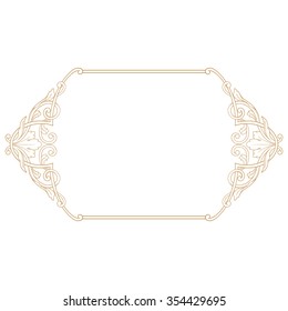 Premium Gold vintage baroque frame scroll ornament engraving border floral retro pattern antique style acanthus foliage swirl decorative design element filigree calligraphy
