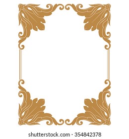Premium Gold vintage baroque frame scroll ornament engraving border floral retro pattern antique style acanthus foliage swirl decorative design element filigree calligraphy
