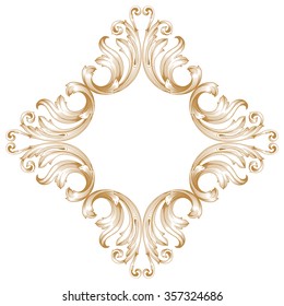 Premium Gold vintage baroque frame scroll ornament engraving border floral retro pattern antique style acanthus foliage swirl decorative design element filigree calligraphy