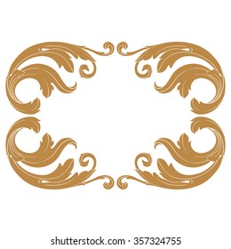 Premium Gold vintage baroque frame scroll ornament engraving border floral retro pattern antique style acanthus foliage swirl decorative design element filigree calligraphy