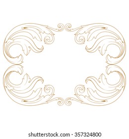 Premium Gold vintage baroque frame scroll ornament engraving border floral retro pattern antique style acanthus foliage swirl decorative design element filigree calligraphy
