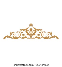 Premium Gold vintage baroque frame scroll ornament engraving border floral retro pattern antique style acanthus foliage swirl decorative design element filigree calligraphy