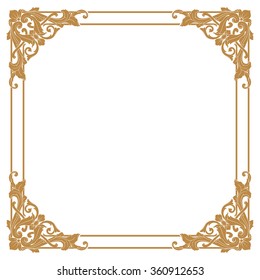 Premium Gold vintage baroque frame scroll ornament engraving border floral retro pattern antique style acanthus foliage swirl decorative design element filigree calligraphy