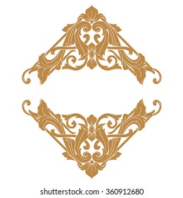 Premium Gold vintage baroque frame scroll ornament engraving border floral retro pattern antique style acanthus foliage swirl decorative design element filigree calligraphy