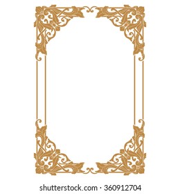 Premium Gold vintage baroque frame scroll ornament engraving border floral retro pattern antique style acanthus foliage swirl decorative design element filigree calligraphy