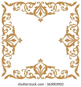 Premium Gold vintage baroque frame scroll ornament engraving border floral retro pattern antique style acanthus foliage swirl decorative design element filigree calligraphy