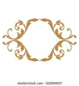 Premium Gold vintage baroque frame scroll ornament engraving border floral retro pattern antique style acanthus foliage swirl decorative design element filigree calligraphy