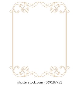Premium Gold vintage baroque frame scroll ornament engraving border floral retro pattern antique style acanthus foliage swirl decorative design element filigree calligraphy