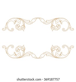 Premium Gold vintage baroque frame scroll ornament engraving border floral retro pattern antique style acanthus foliage swirl decorative design element filigree calligraphy
