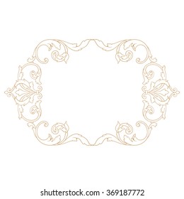 Premium Gold vintage baroque frame scroll ornament engraving border floral retro pattern antique style acanthus foliage swirl decorative design element filigree calligraphy