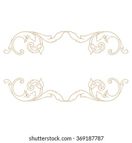 Premium Gold vintage baroque frame scroll ornament engraving border floral retro pattern antique style acanthus foliage swirl decorative design element filigree calligraphy
