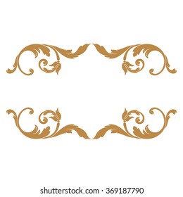 Premium Gold vintage baroque frame scroll ornament engraving border floral retro pattern antique style acanthus foliage swirl decorative design element filigree calligraphy