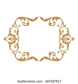 Premium Gold vintage baroque frame scroll ornament engraving border floral retro pattern antique style acanthus foliage swirl decorative design element filigree calligraphy
