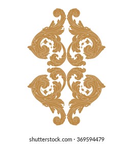 Premium Gold vintage baroque frame scroll ornament engraving border floral retro pattern antique style acanthus foliage swirl decorative design element filigree calligraphy
