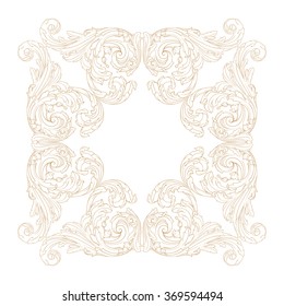 Premium Gold vintage baroque frame scroll ornament engraving border floral retro pattern antique style acanthus foliage swirl decorative design element filigree calligraphy