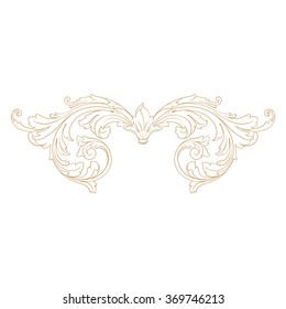 Premium Gold vintage baroque frame scroll ornament engraving border floral retro pattern antique style acanthus foliage swirl decorative design element filigree calligraphy