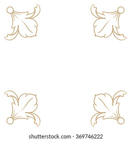 Premium Gold vintage baroque frame scroll ornament engraving border floral retro pattern antique style acanthus foliage swirl decorative design element filigree calligraphy