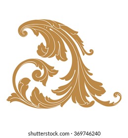 Premium Gold vintage baroque frame scroll ornament engraving border floral retro pattern antique style acanthus foliage swirl decorative design element filigree calligraphy