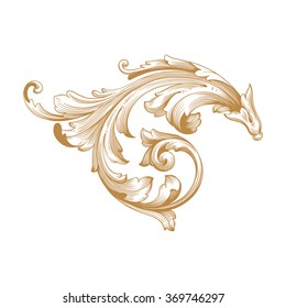 Premium Gold vintage baroque frame scroll ornament engraving border floral retro pattern antique style acanthus foliage swirl decorative design element filigree calligraphy