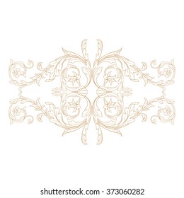 Premium Gold vintage baroque frame scroll ornament engraving border floral retro pattern antique style acanthus foliage swirl decorative design element filigree calligraphy