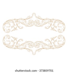 Premium Gold vintage baroque frame scroll ornament engraving border floral retro pattern antique style acanthus foliage swirl decorative design element filigree calligraphy