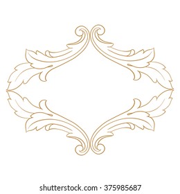 Premium Gold vintage baroque frame scroll ornament engraving border floral retro pattern antique style acanthus foliage swirl decorative design element filigree calligraphy