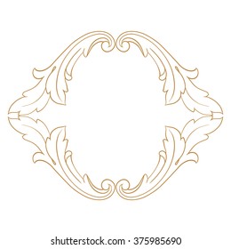 Premium Gold vintage baroque frame scroll ornament engraving border floral retro pattern antique style acanthus foliage swirl decorative design element filigree calligraphy