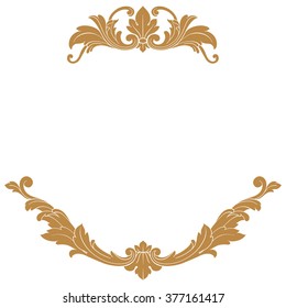 Premium Gold vintage baroque frame scroll ornament engraving border floral retro pattern antique style acanthus foliage swirl decorative design element filigree calligraphy
