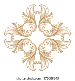 Premium Gold vintage baroque frame scroll ornament engraving border floral retro pattern antique style acanthus foliage swirl decorative design element filigree calligraphy