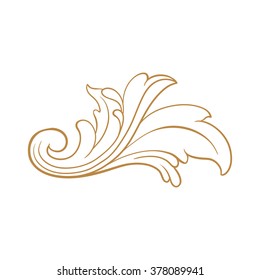 Premium Gold vintage baroque frame scroll ornament engraving border floral retro pattern antique style acanthus foliage swirl decorative design element filigree calligraphy