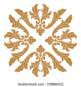 Premium Gold vintage baroque frame scroll ornament engraving border floral retro pattern antique style acanthus foliage swirl decorative design element filigree calligraphy