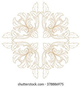 Premium Gold vintage baroque frame scroll ornament engraving border floral retro pattern antique style acanthus foliage swirl decorative design element filigree calligraphy