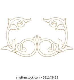 Premium Gold vintage baroque frame scroll ornament engraving border floral retro pattern antique style acanthus foliage swirl decorative design element filigree calligraphy