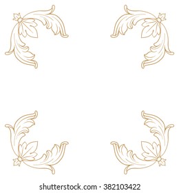 Premium Gold vintage baroque frame scroll ornament engraving border floral retro pattern antique style acanthus foliage swirl decorative design element filigree calligraphy