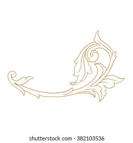 Premium Gold vintage baroque frame scroll ornament engraving border floral retro pattern antique style acanthus foliage swirl decorative design element filigree calligraphy