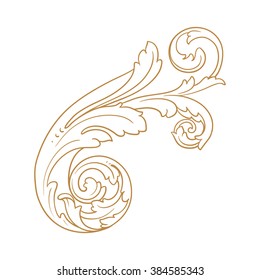 Premium Gold vintage baroque frame scroll ornament engraving border floral retro pattern antique style acanthus foliage swirl decorative design element filigree calligraphy