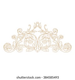 Premium Gold vintage baroque frame scroll ornament engraving border floral retro pattern antique style acanthus foliage swirl decorative design element filigree calligraphy