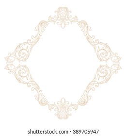 Premium Gold vintage baroque frame scroll ornament engraving border floral retro pattern antique style acanthus foliage swirl decorative design element filigree calligraphy