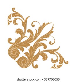 Premium Gold vintage baroque frame scroll ornament engraving border floral retro pattern antique style acanthus foliage swirl decorative design element filigree calligraphy