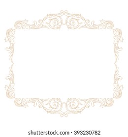 Premium Gold vintage baroque frame scroll ornament engraving border floral retro pattern antique style acanthus foliage swirl decorative design element filigree calligraphy